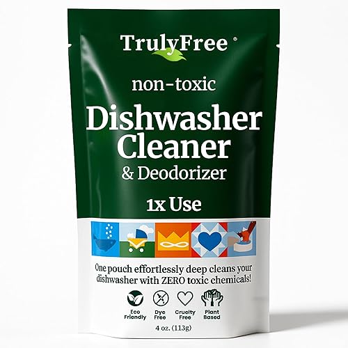 Truly Free Natural Dishwasher Cleaner - Dish Washer Machine Descaler, Fights Grease & Limescale, Hard Water Stain Remover, Smell Eliminator for Clean
