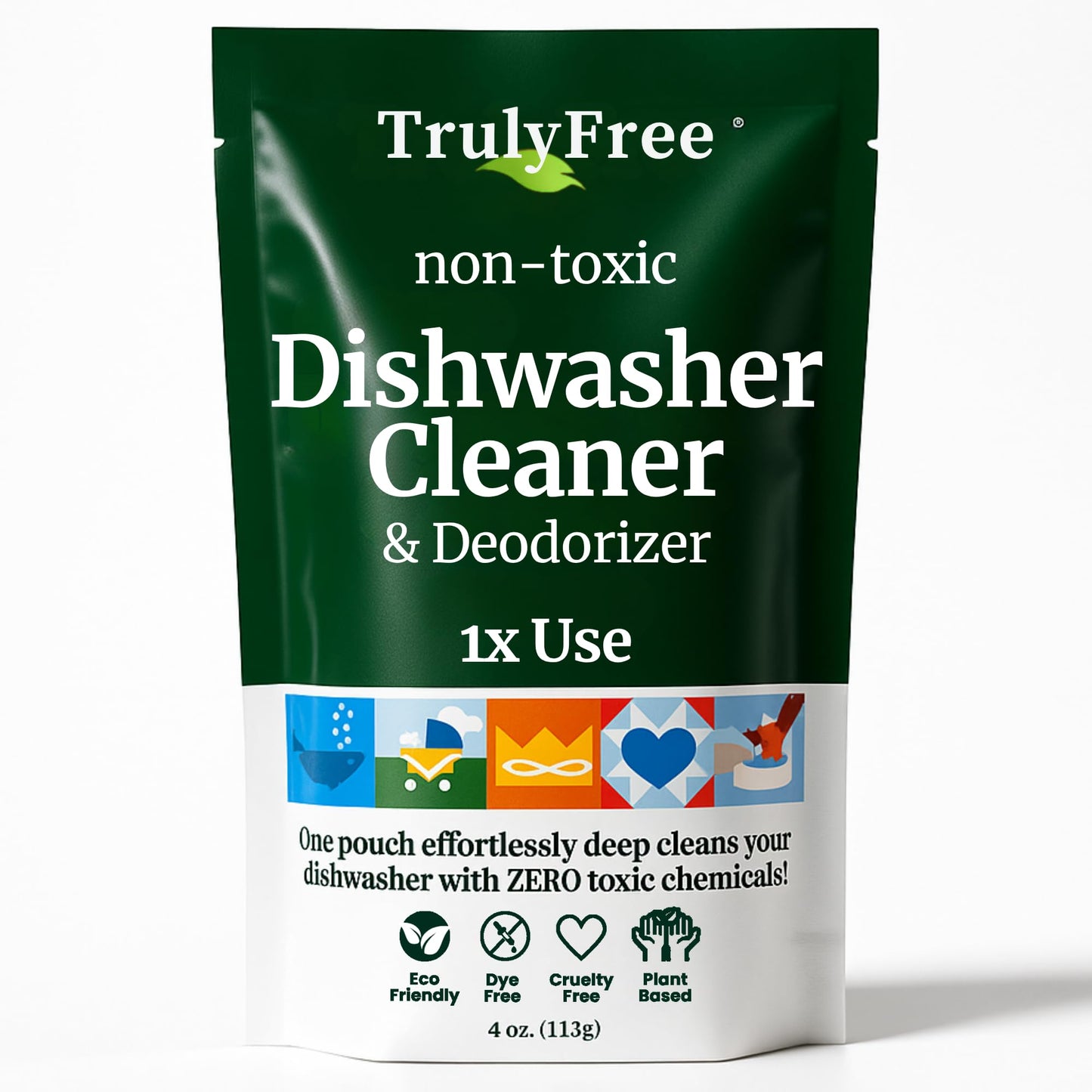 Truly Free Natural Dishwasher Cleaner - Dish Washer Machine Descaler, Fights Grease & Limescale, Hard Water Stain Remover, Smell Eliminator for Clean