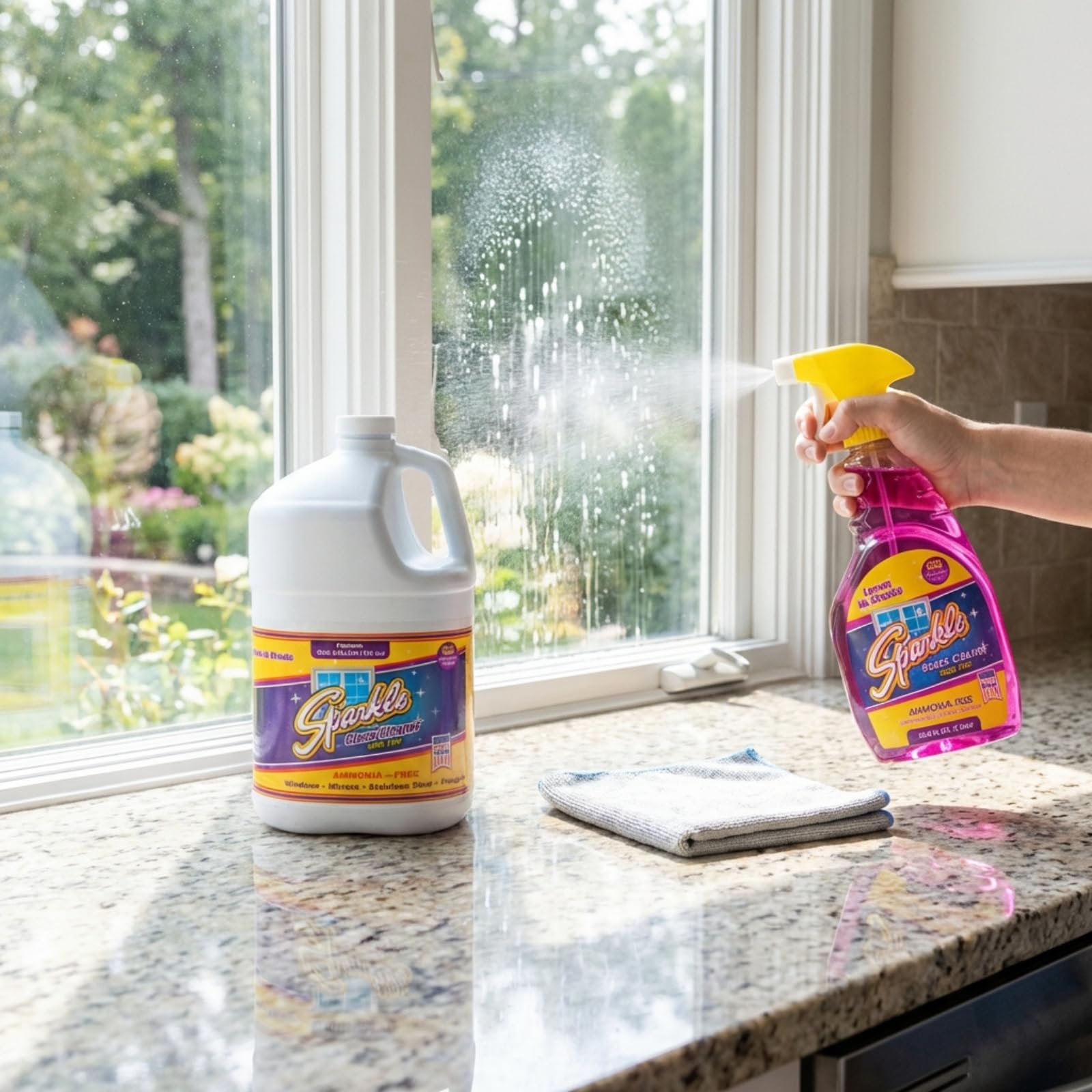 Sparkle Glass Cleaner Refill 1 Gallon (128 Fl Oz) - Ammonia-Free Heavy Duty Streak-Free Formula for Windows, Mirrors & Glass (Pack of 1)