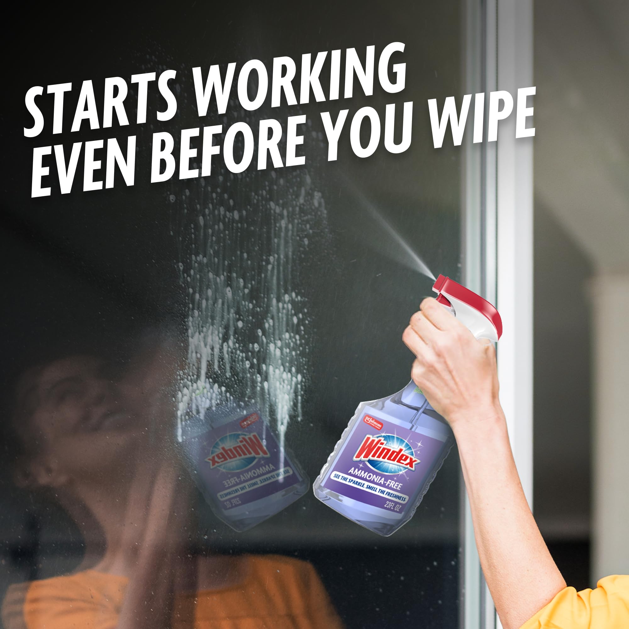 Windex Glass and Window Cleaner Spray Bottle, Ammonia Free, Bottle Made from 100% Recovered Coastal Plastic, Surface Cleaning Spray, Crystal Rain