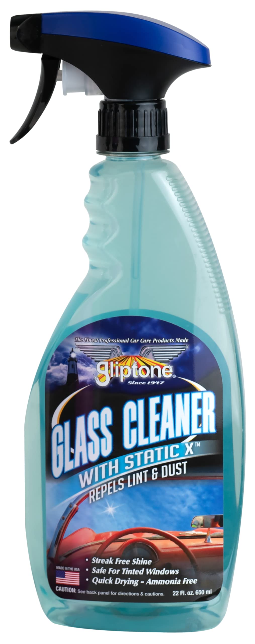 Gliptone Streak Free Glass and Window Cleaner, Ready-To-Use with Anti Static Formula, Repels Lint & Dust. Safe for all Glass and Hard Surface