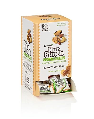TerraNut Nut Punch Superfood Power Snack - Cold Pressed - Plant Based - Gluten Free- Superfood Snack - Dispenser Box - Mix Nuts 70 Count