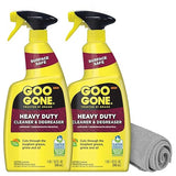 Goo Gone Heavy Duty Cleaner & Degreaser Spray With Microfiber Cleaning Towel - Cuts Through Tough Grease, Oil & Grime - 32 Oz (2 Pack + Towel)