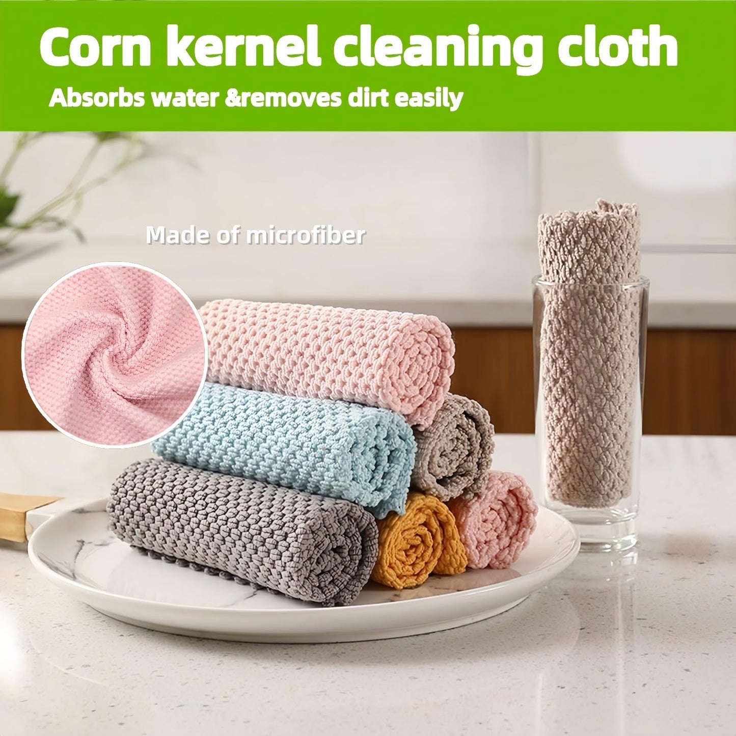 COKOEYSDR Microfiber Cleaning Cloths 5 Pack 12 x 12 Inches, Reusable and Washable, Ultra Soft Absorbent Quick Drying Dish Towels, Cleaning Towels