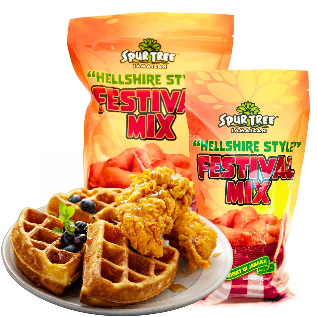 Spur Tree Jamaican Hellshire Style Festival Mix - Seasoned Coating for Crispy Flavor - Frying Magic for Deliciously Easy Meals - 12 Oz (2-Pack)