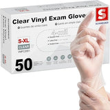 Schneider Clear Vinyl Exam Gloves, 4-mil, Small 50-ct Box, Latex-Free, Disposable Gloves, Medical Gloves, Cleaning Gloves, Food Prep Gloves, Food Safe