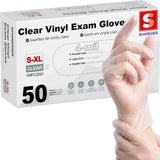 Schneider Clear Vinyl Exam Gloves, 4-mil, Small 50-ct Box, Latex-Free, Disposable Gloves, Medical Gloves, Cleaning Gloves, Food Prep Gloves, Food Safe
