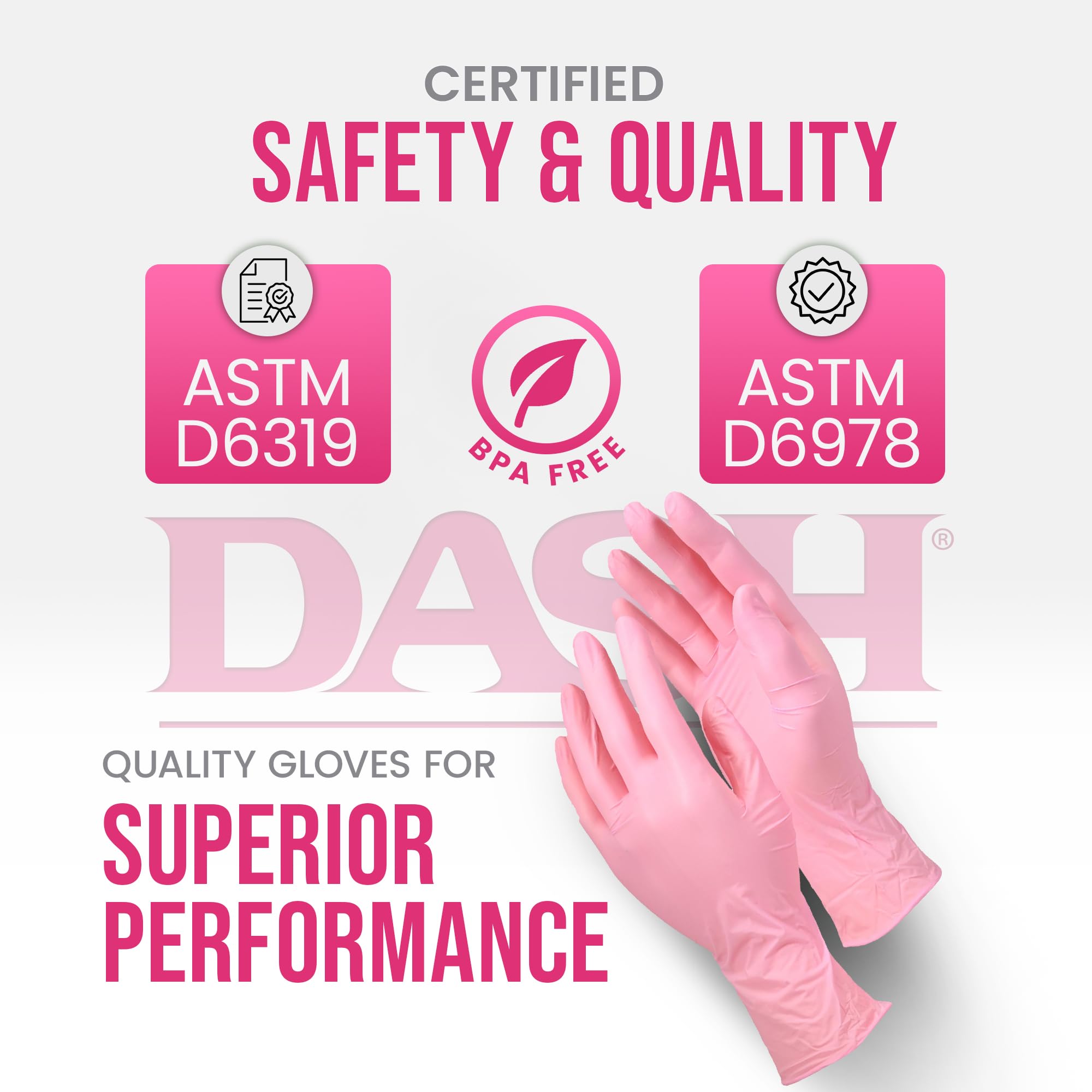 Dash Alasta Shimmer Nitrile Exam Gloves -Pink -XS | Powder-Free Medical Grade Disposable Gloves, ASTM Certified | 2.8 Mil Thickness, 9.1 in Length |