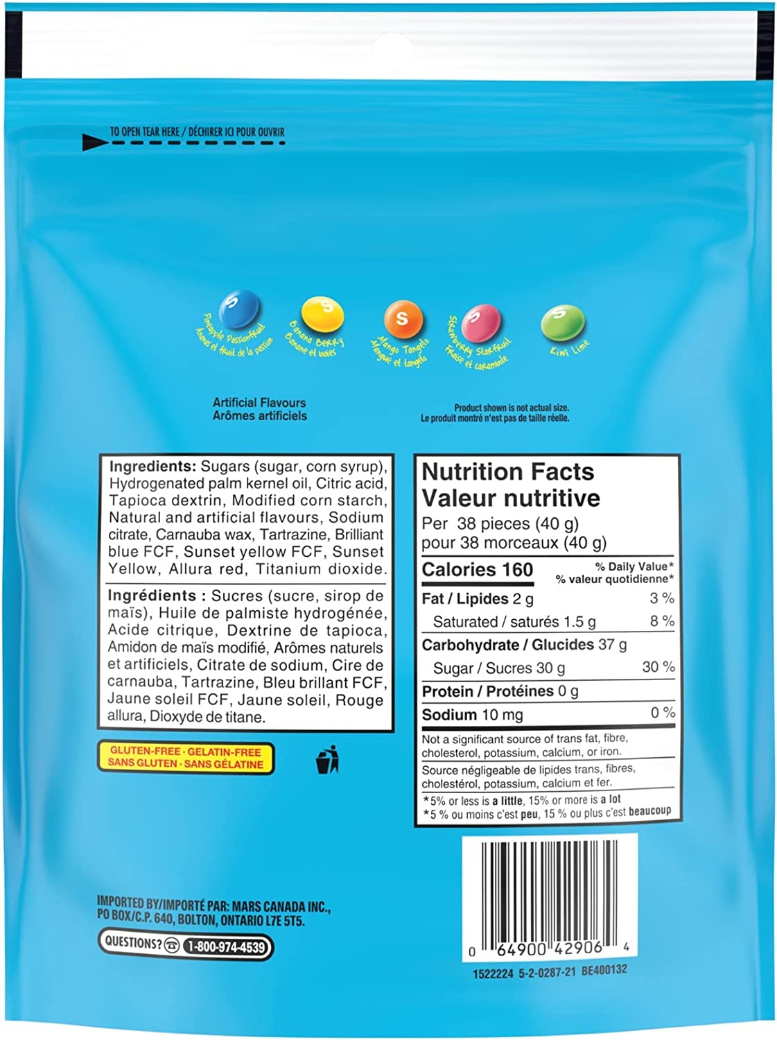 Skittles Tropical, Chewy Candy Bowl Size Bag, 1 Pack, 320g Per Pack