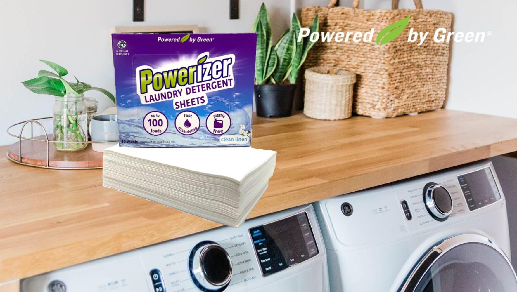 Powerizer Laundry Detergent Sheets - Up to 100 Loads |Eco-Friendly, Biodegradable, Plant-Based, Concentrated, No Plastic Jugs