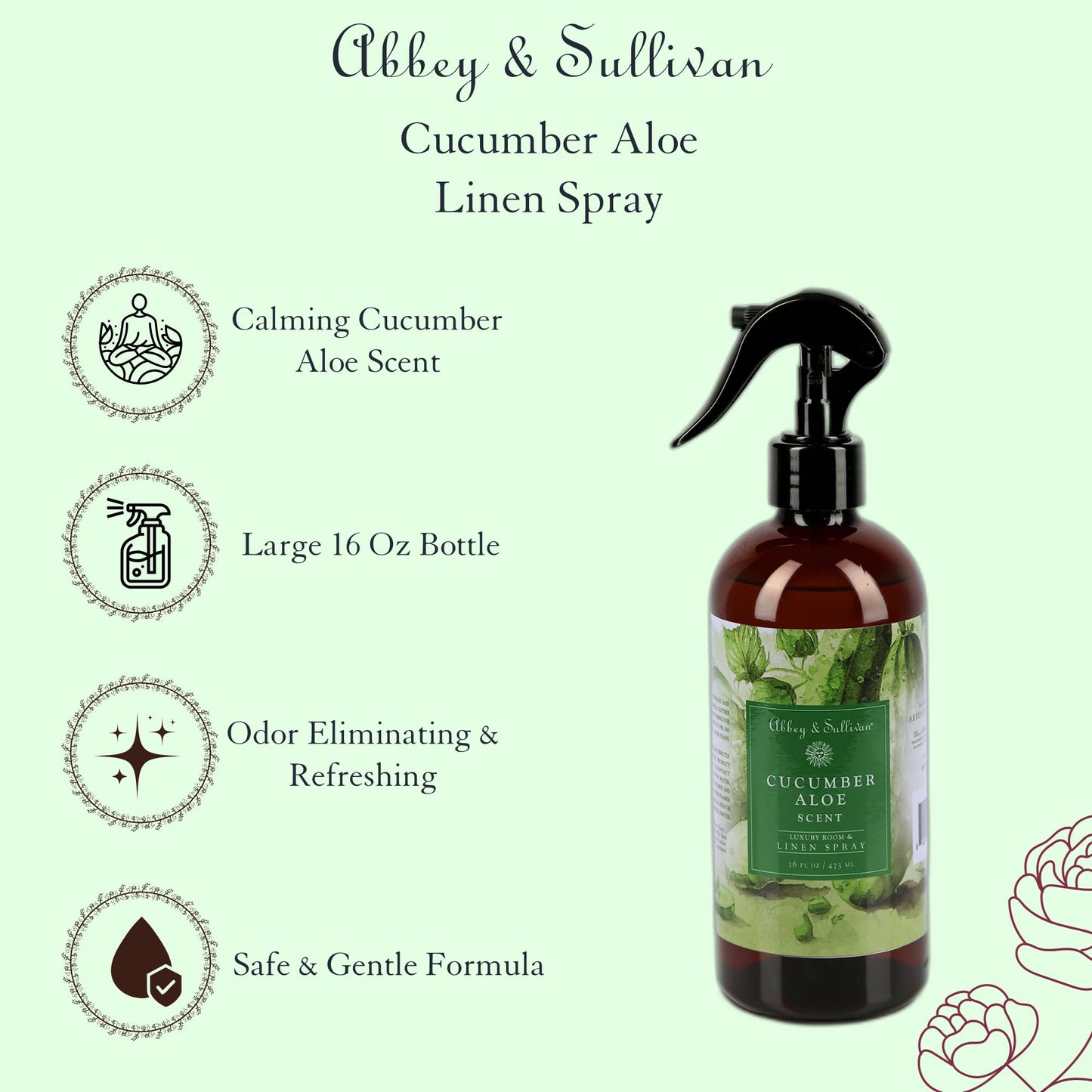 Abbey & Sullivan Linen Spray, Cucumber Aloe, 16 oz