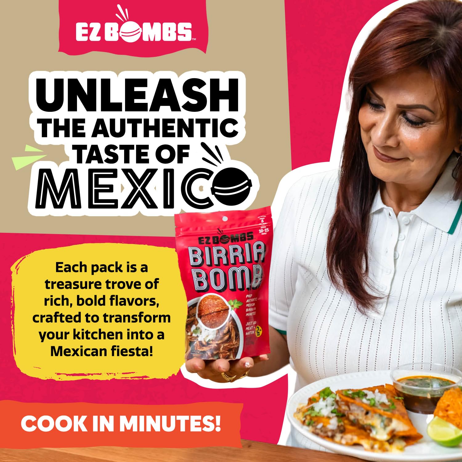 EZ Bombs Birria Bomb Seasoning, Pack of 2 - Authentic Mexican Spice Mix + Exclusive Digital Recipe Guide - Perfect for Tacos, Burritos, Nachos