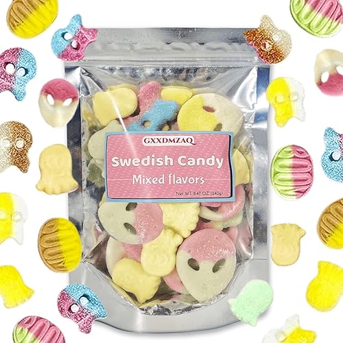 Bubs Swedish Gummy Candy Variety Pack, 8.5oz Bag - Sour & Sweet Assorted Chewy Foam Candies from Sweden - Skulls, Ovals, Pacifiers in Tropical