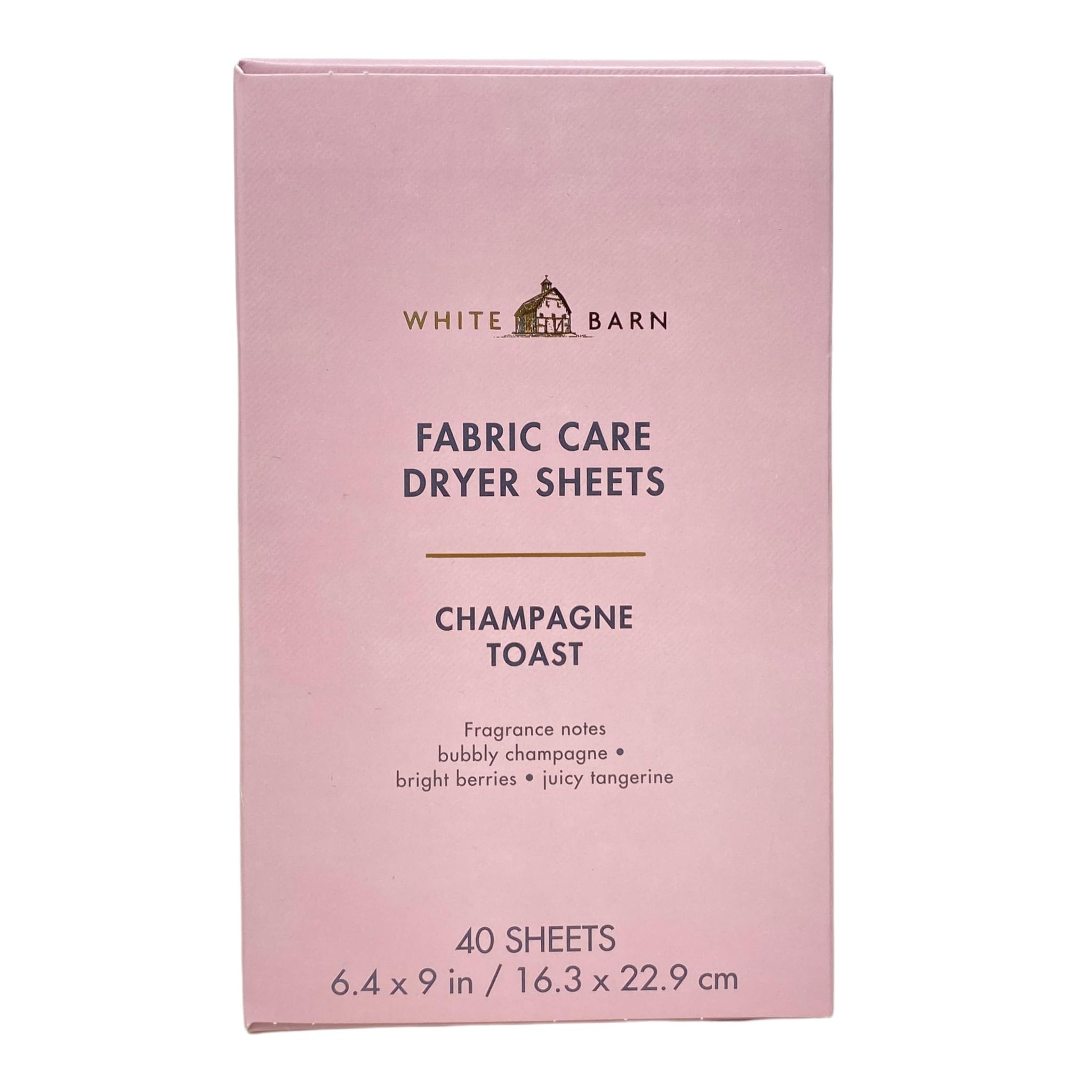 Bath & Body Works Champagne Toast Fabric Care Dryer Sheets - Box of 40 sheets - with a Peach Gardenia Sample Soap