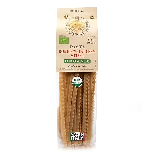 Morelli Mafalda Pasta, High Fiber Mafaldine Pasta, Imported from Italy (Ricciolina, Reginette with Bran and Double Wheat Germ) - 8.8 oz / 250 g