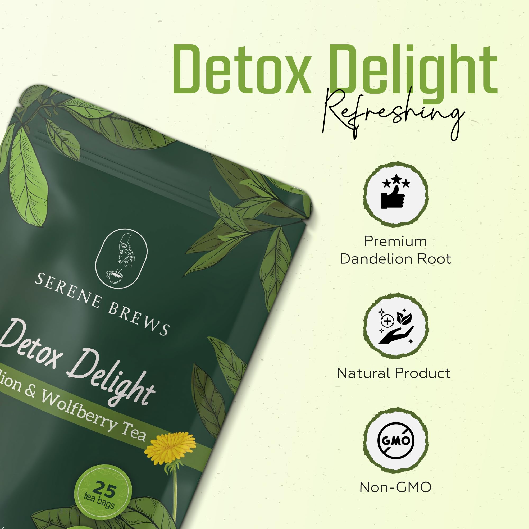 Dandelion Wolfberry Tea - Liver Cleanse, Detox & Repair, Kidney Detox - 100% Natural, Non-GMO, Premium Dandelion Root & Wolfberry Blend - 150 g (25
