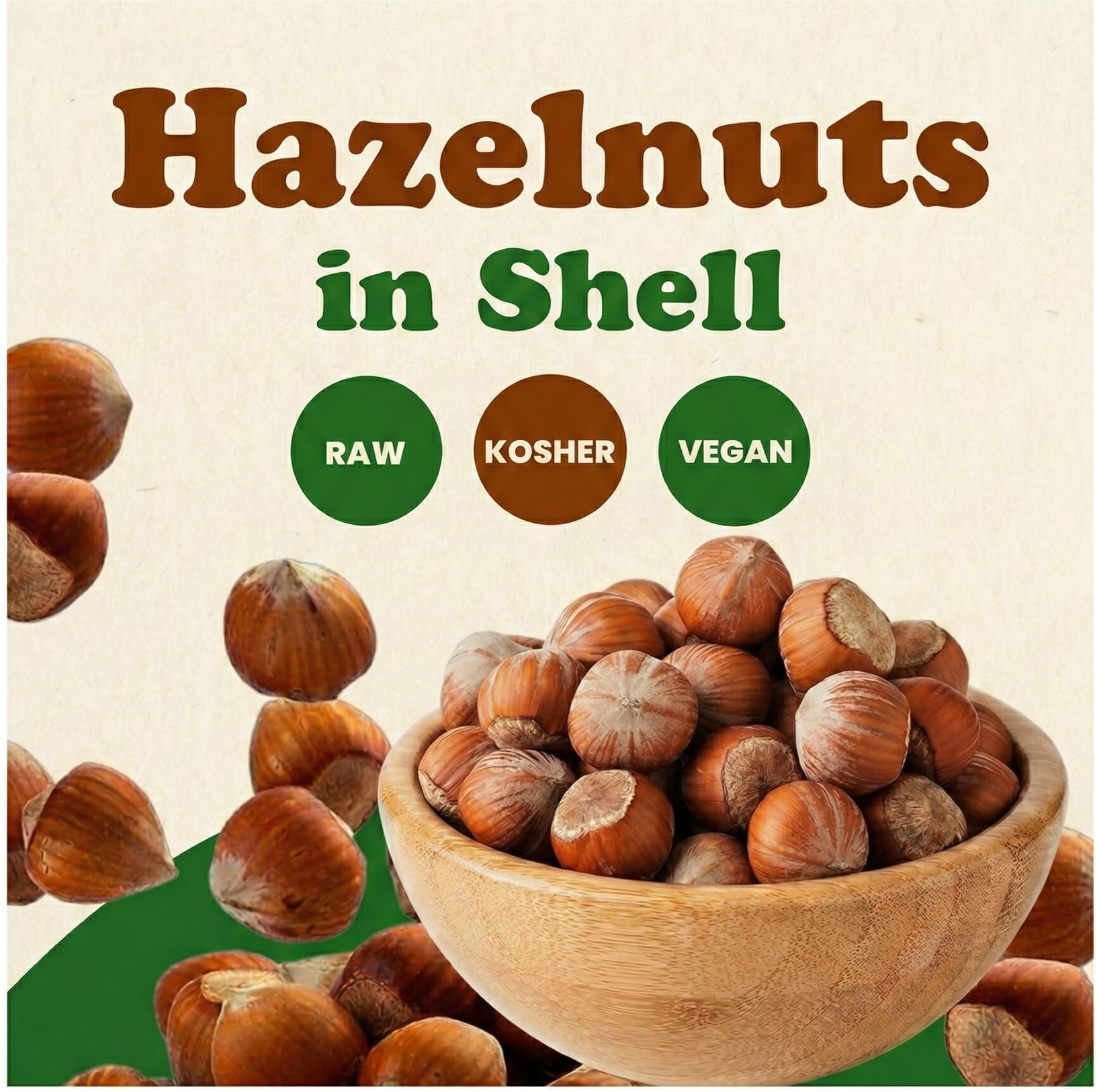 Food to Live Hazelnuts in Shell, 6 Pounds - Oregon Whole Filberts for Snacking Baking and Crafts, Unsalted, Unroasted, Keto, Vegan, Kosher, Bulk Nuts