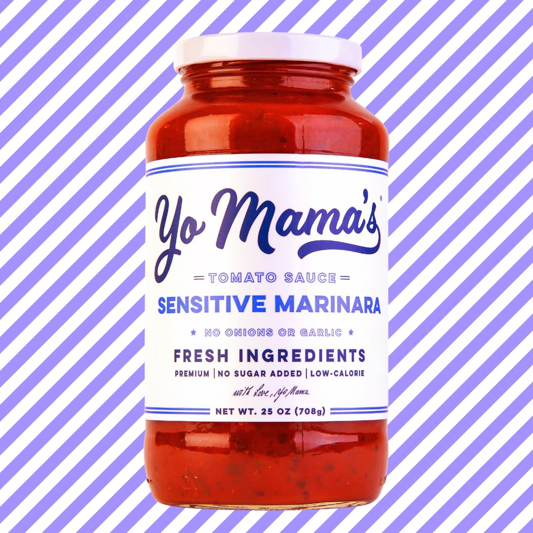 Yo Mama's Foods Sensitive Marinara Pasta Sauce | (3) 25 Ounce Jars | No Sugar Added, Low Carb, Gluten Free, Paleo Friendly, and Made with Fresh