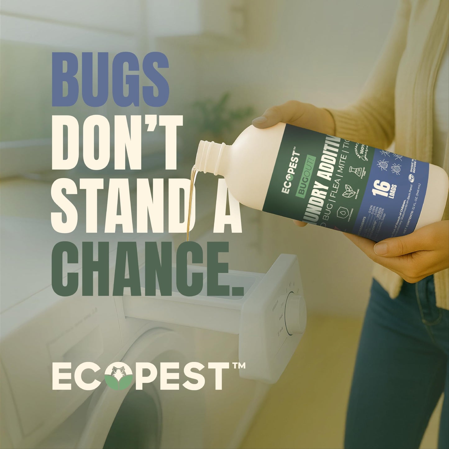 BugOut! Laundry Additive - Natural Detergent Booster for Bed Bug, Mite, Flea, Tick & Carpet Beetle Treatment | Plant-Based Killer, Made
