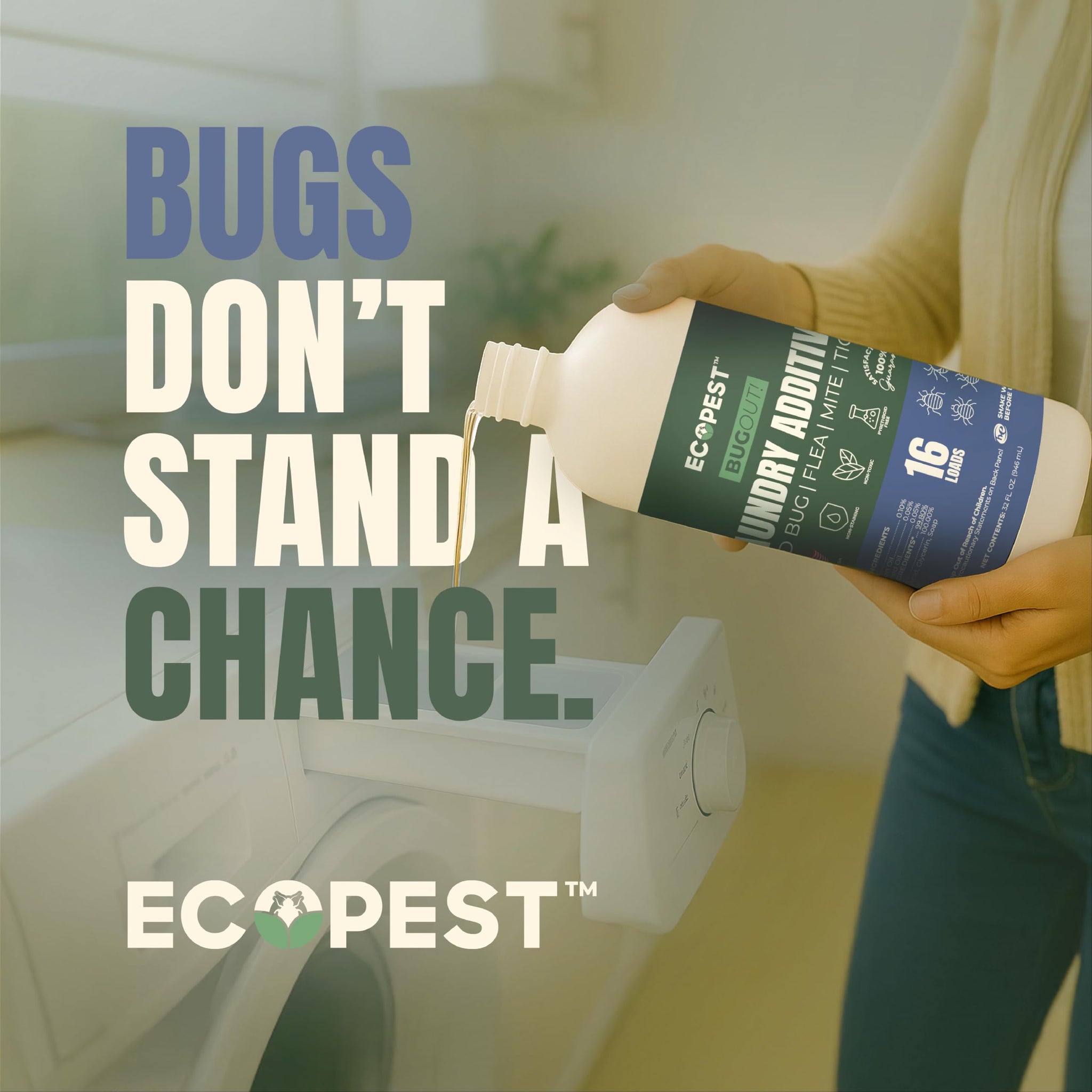 BugOut! Laundry Additive - Natural Detergent Booster for Bed Bug, Mite, Flea, Tick & Carpet Beetle Treatment | Plant-Based Killer, Made