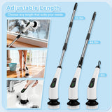 Homlab Electric Spin Scrubber, Cordless Cleaning Brush with 8 Replaceable Brush Heads, Shower Scrubber with Adjustable Extension Handle, Waterproof