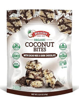 Jennies Organic Coconut Bites with Cacao Nibs and Dark Chocolate, 5.25oz (6 Pack) | Gluten Free | Peanut Free | Dairy Free | Non GMO