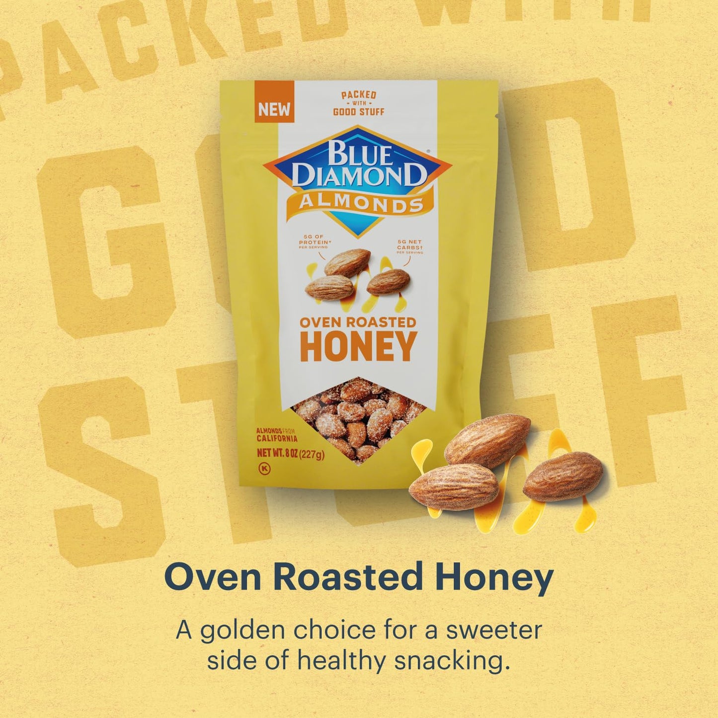 Blue Diamond Almonds, Premium Roasted Honey Snack Nuts For Sweet Treats, With Dessert, or Healthy Choice, 8 Ounce (Pack of 1)