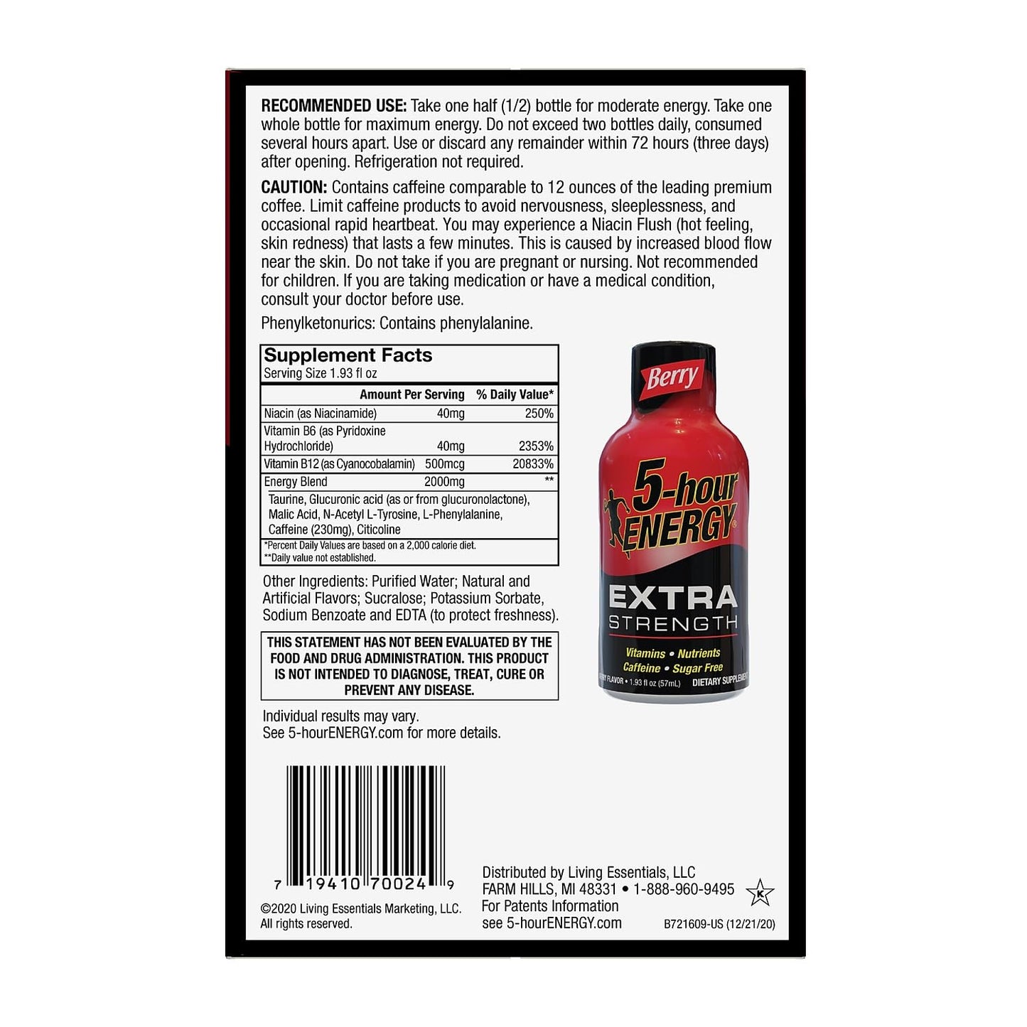 5-Hour Energy Extra Strength Beverage, Black, Berry, 46.32 Fl Oz