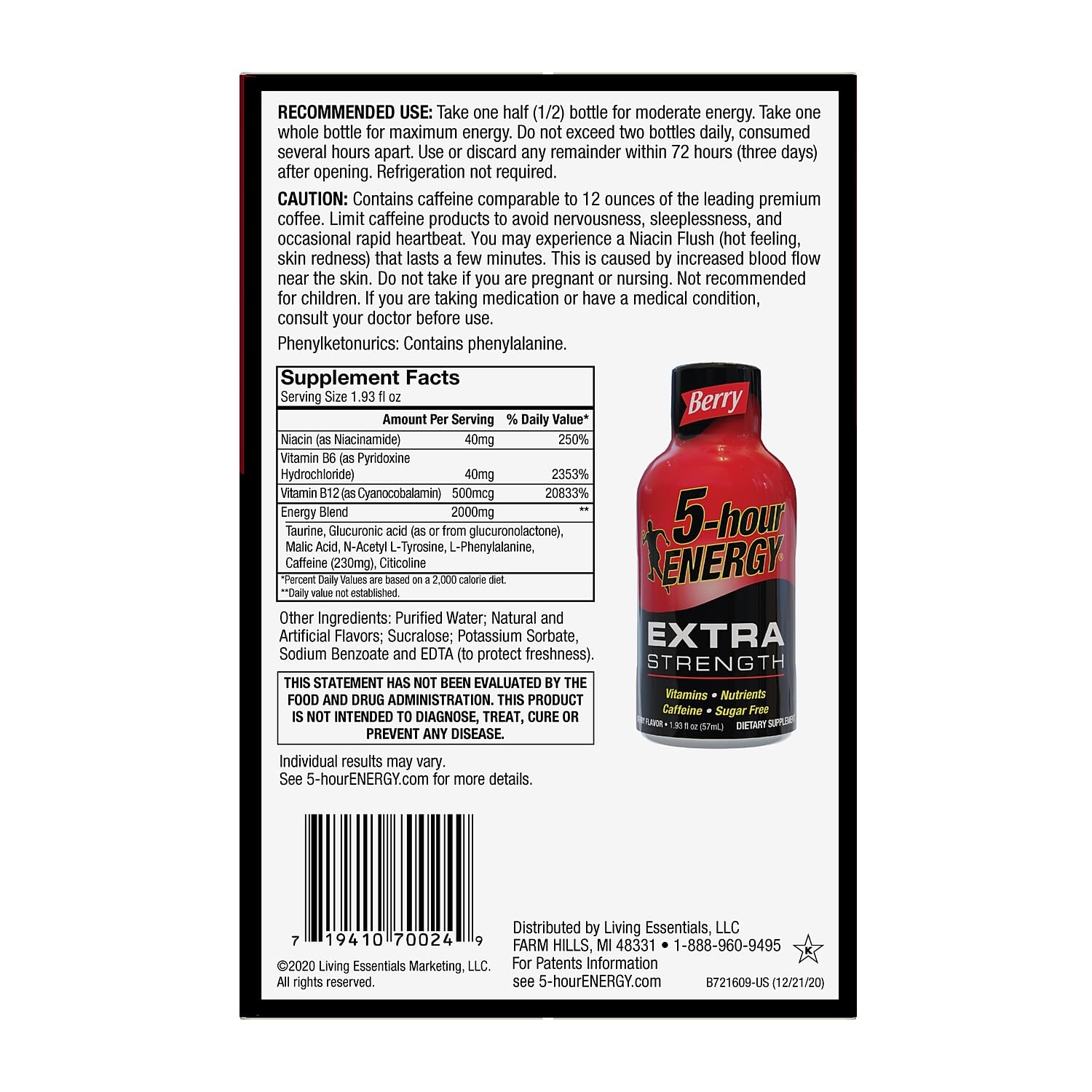 5-Hour Energy Extra Strength Beverage, Black, Berry, 46.32 Fl Oz