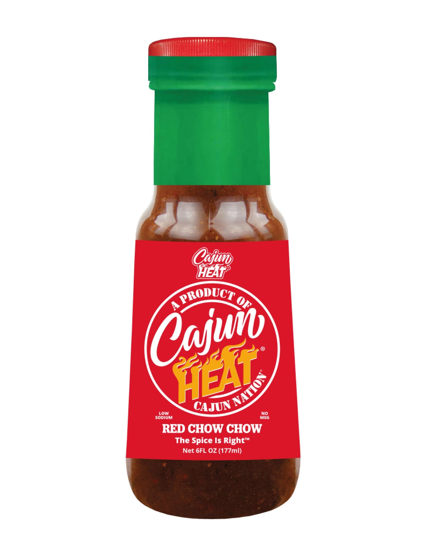 Cajun Nation CAJUN HEAT Red Chow Chow Relish 6oz - Crushed Red Pepper & Onion Spicy Relish, No MSG, Low Sodium- Sweet Hot Pepper Flavor from
