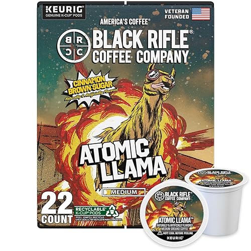 Black Rifle Coffee Company Atomic Llama 22 Count - Medium Roast Cinnamon & Brown Sugar Flavored K Cups - Single-Serve Coffee Pods