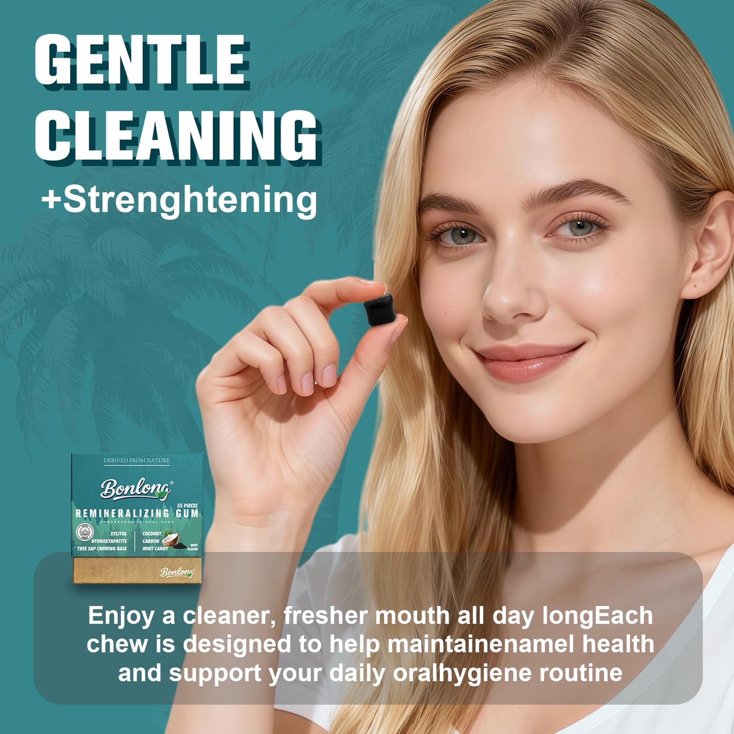 Remineralizing Gum, Remineralizing Gum with Nano Hydroxyapatite & Xylitol & Coconut Carbon, 2026 New Upgrade, Effectively to Mineralizing, Cleaning