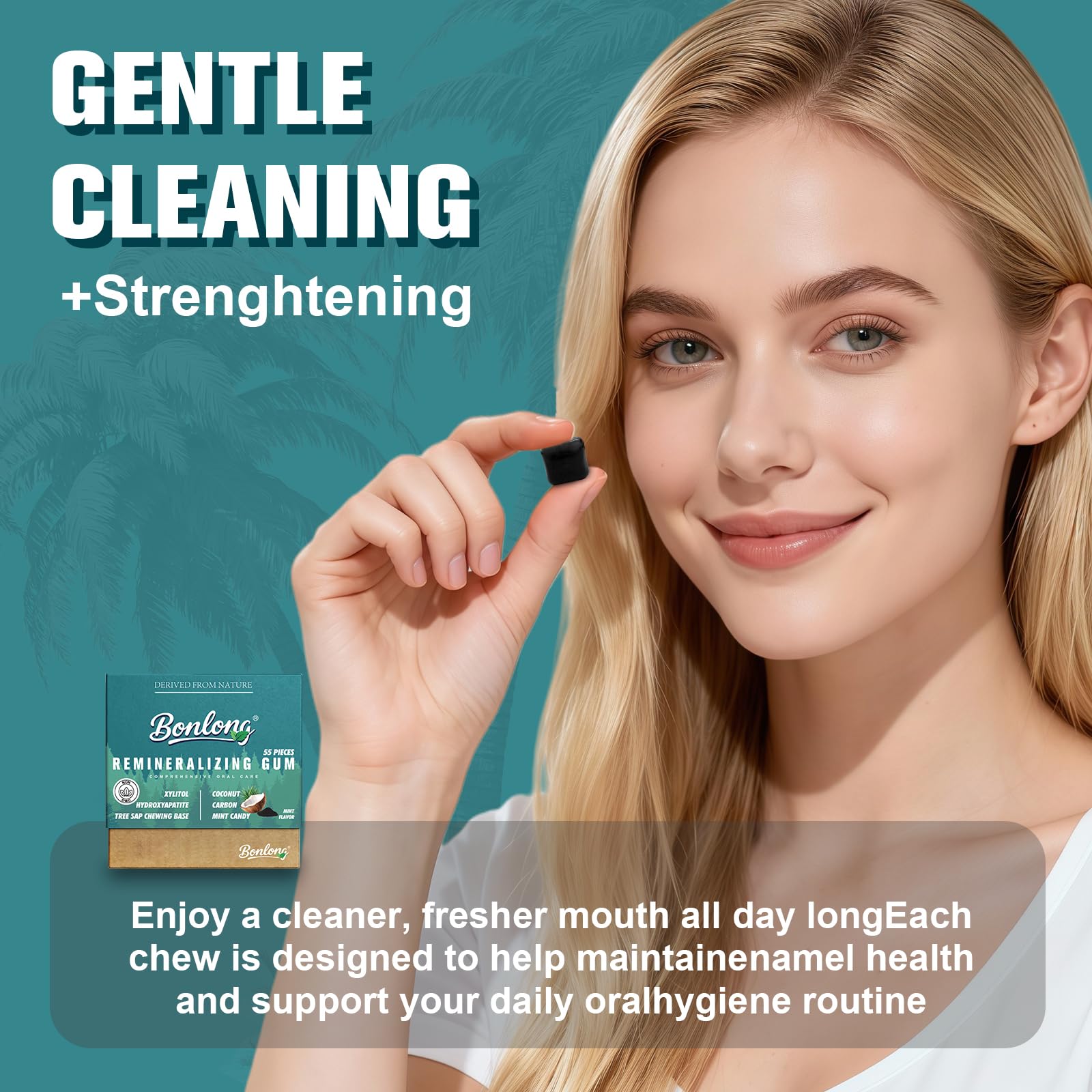 Remineralizing Gum, Remineralizing Gum with Nano Hydroxyapatite & Xylitol & Coconut Carbon, 2026 New Upgrade, Effectively to Mineralizing, Cleaning