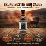 Original Montana BBQ Sauce Western - Gourmet Barberque 12 oz Bronc Bustin' - Bounty Foods - Brings out Natural Flavors of Meat - Pork - Chicken