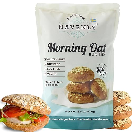 Havenly Morning Oat Bread Mix 18.5 oz. Gluten Free Flour | Vegan, Dairy, Nut, Soy Free | No Knead - Easy to Make | High Fiber, Whole Grain, Gluten Free Organic Oat and Buckwheat flour Ingredients | Baking Yeast Included