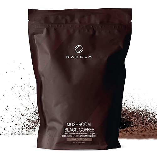 Nabela Mushroom Black Coffee with Collagen & Lion's Mane - Organic Instant Coffee for Focus, Clarity & Energy - Nootropic Coffee Alternative