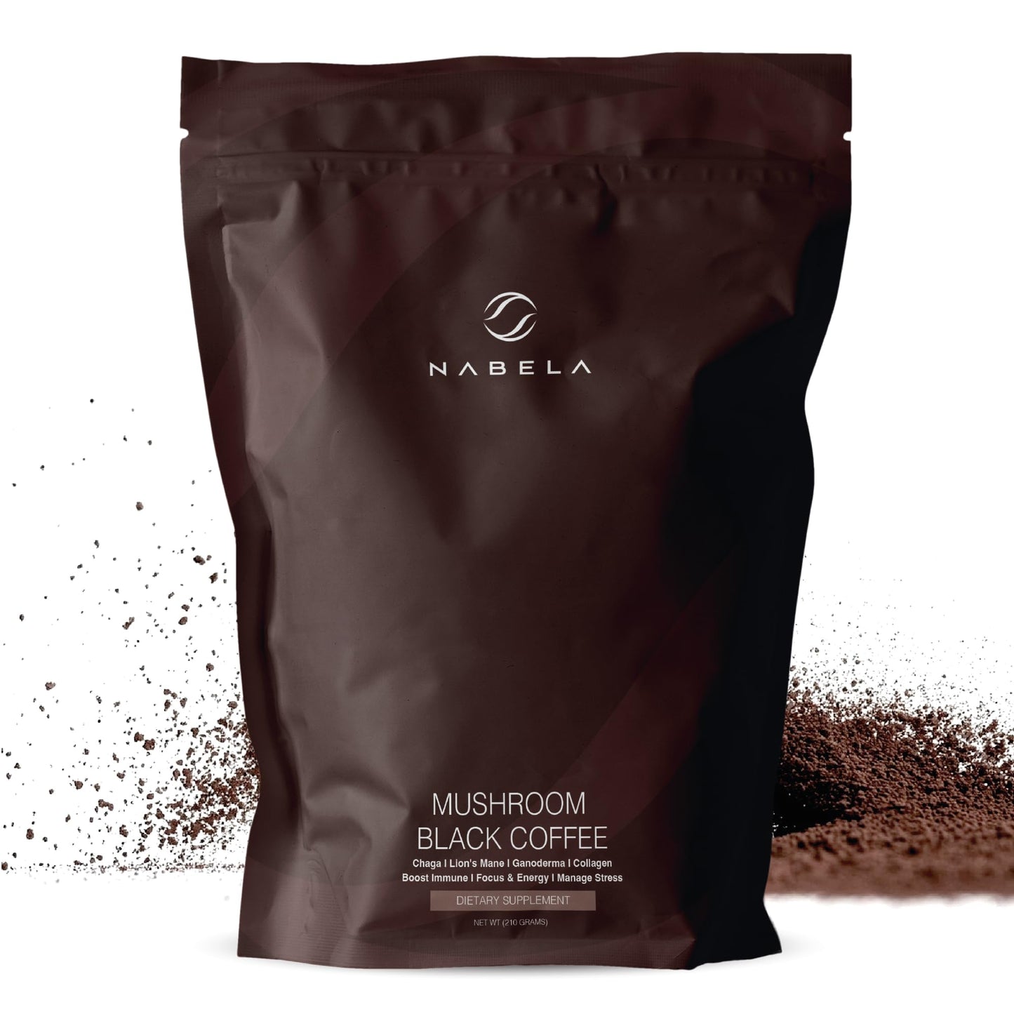Nabela Mushroom Black Coffee with Collagen & Lion's Mane - Organic Instant Coffee for Focus, Clarity & Energy - Nootropic Coffee Alternative