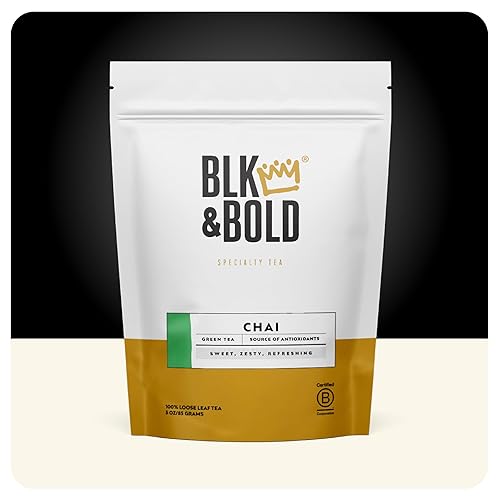 BLK & Bold Chai Loose Leaf Green Tea, Spiced & Aromatic, Sweet-Savory Balance, 3 oz (2 Pack)