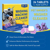 TXYXT 24 Count Washing Machine Cleaner for Pet Hair Relief Tablets - HE-Safe, Septic-Safe, Lavender Scent, 1-Year+ Supply, Pet-Friendly Washer Cleaner