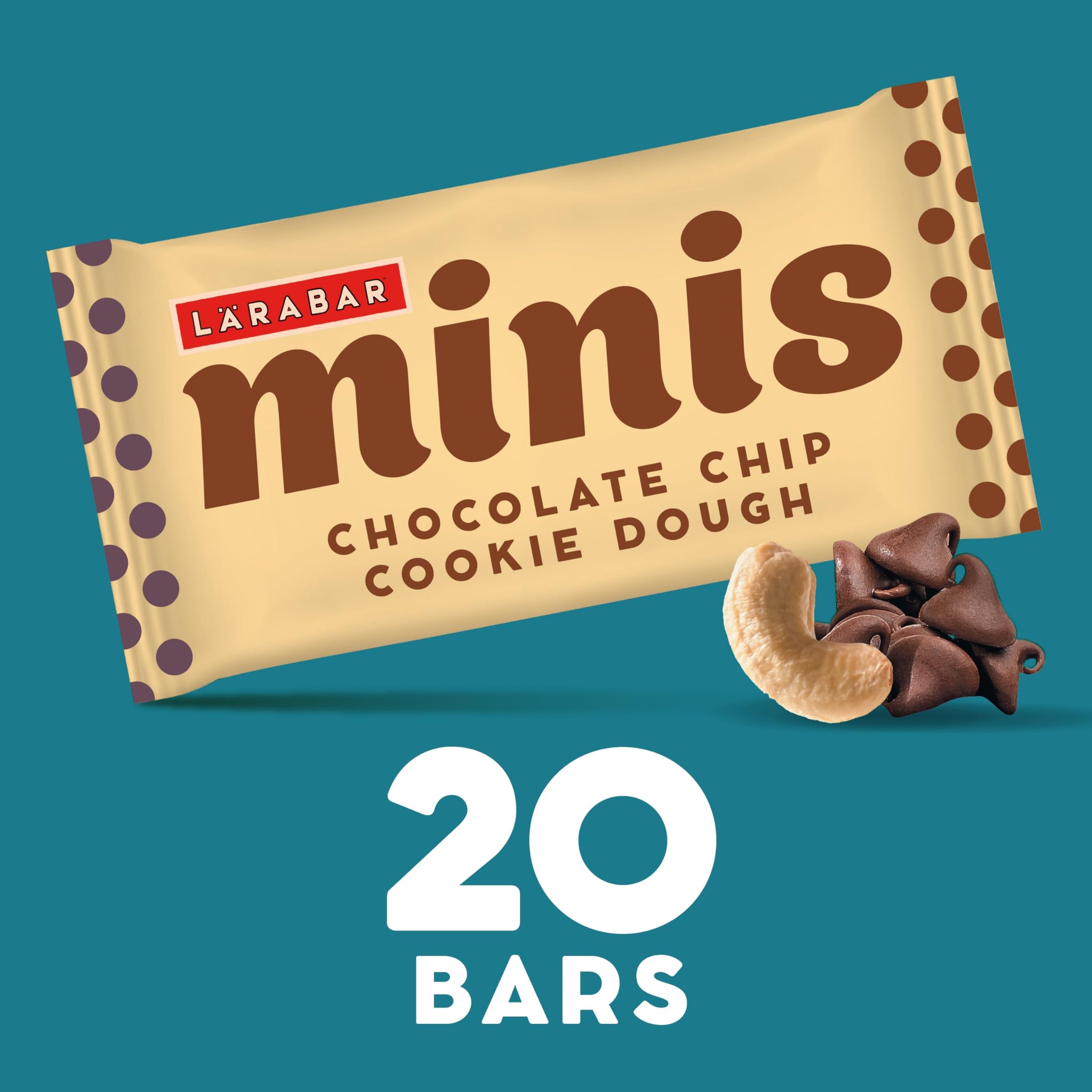 Larabar Minis Chocolate Chip Cookie Dough, Gluten Free Vegan Fruit and Nut Bars, 15.6 oz, 20 Ct