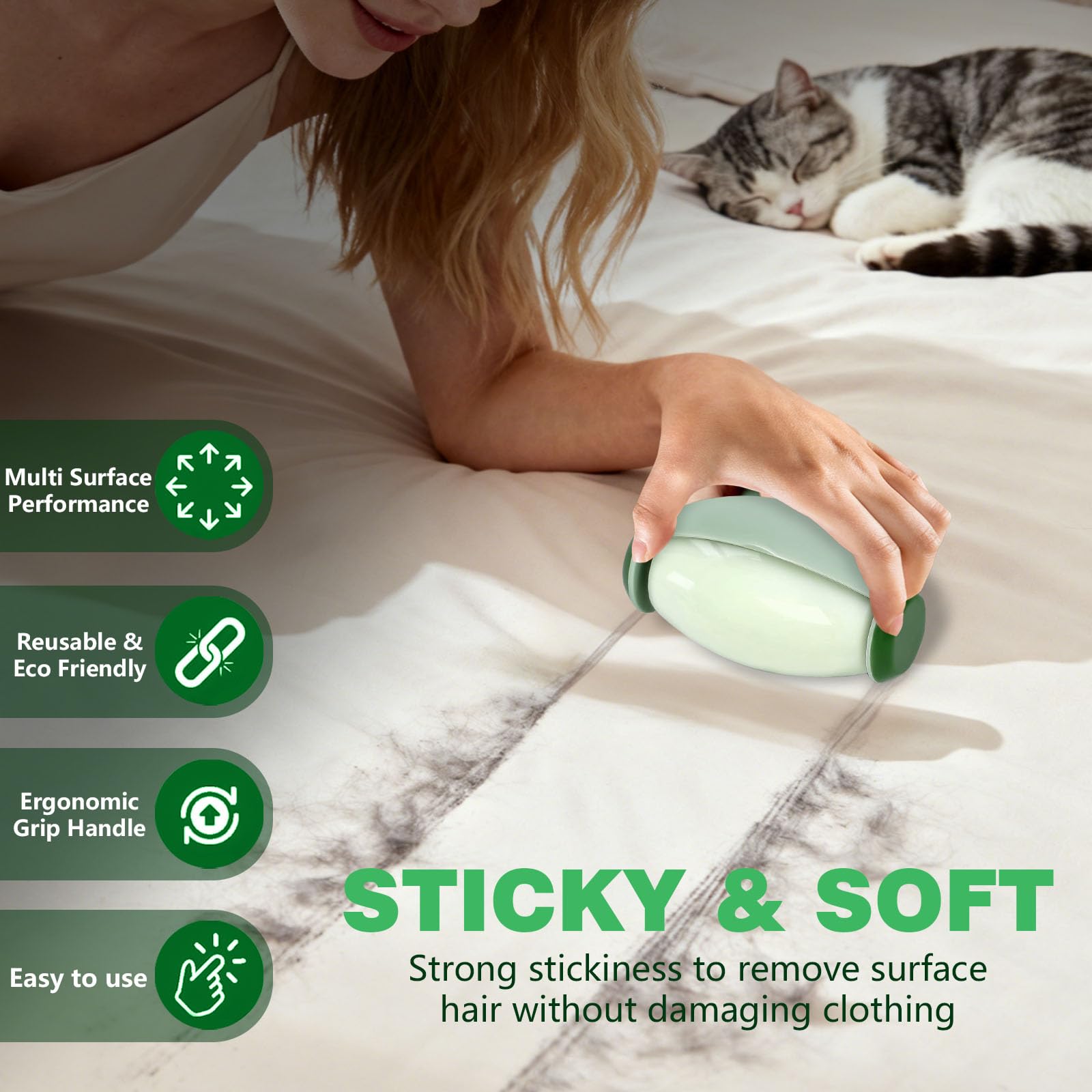 Reusable Lint Roller for Pet Hair Extra Sticky, Portable Home Travel Washable Lint Roller (1PCS)