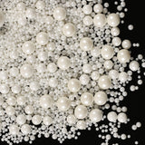 Kasvan White Pearl Sugar Sprinkles - Edible Candy Pearls 130g/4.58 Oz, Mix Size, Baking Cake Decorations, Ice Cream Toppings and Cookie Decorating