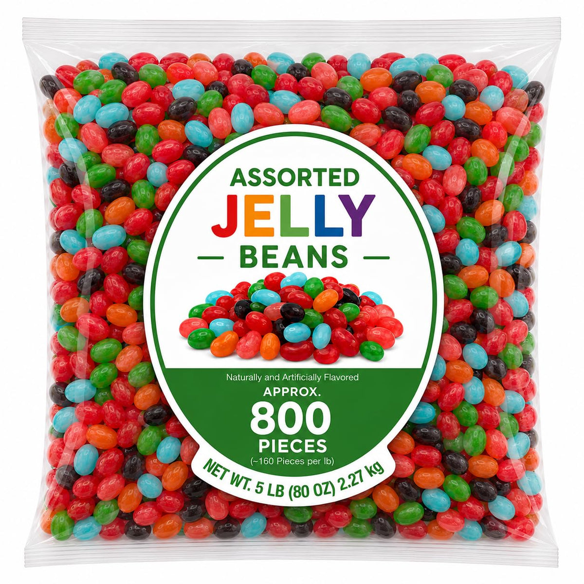 Fruit Flavor Jelly Beans Bulk Candy - 5 lb (Approx. 2,000 pieces)