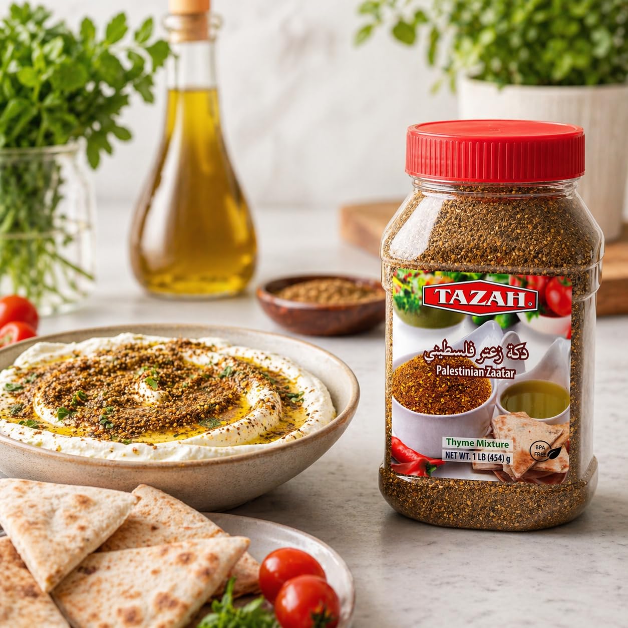 Tazah Zaatar 16oz Palestinian Zatar Spice Blend Thyme Mixture Za'atar in Jar