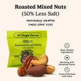 Nuts.com Roasted Mixed Nuts (50% Less Salt) - 24 Single Serve Snack Packs - Almonds, Cashews, Pecans, Brazil Nuts, Hazelnuts - Gluten-Free, Kosher, No