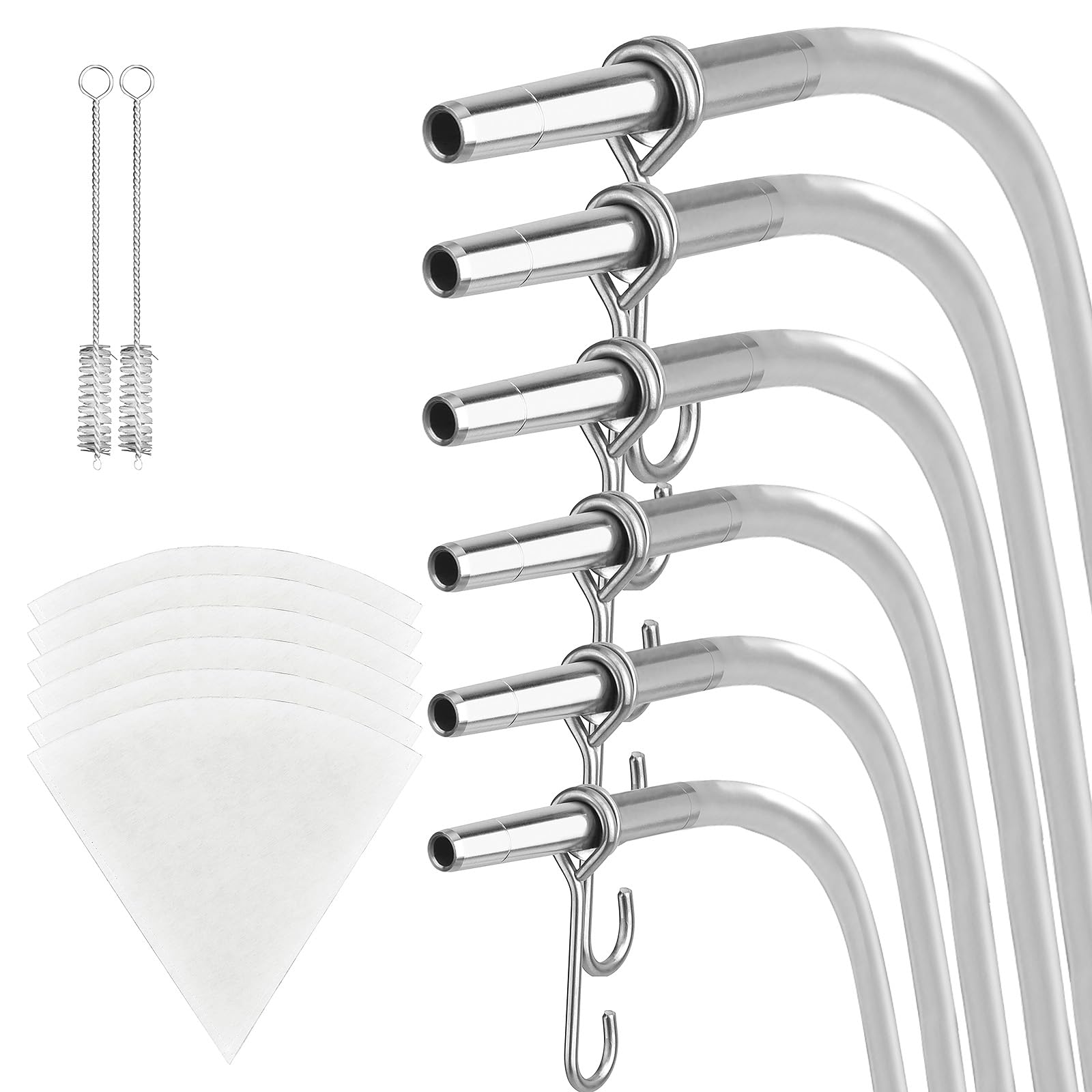 ARGCONNER Maple Syrup Tapping Kit - (6) Stainless Steel Spiles and Hooks, (6) 3-ft Food Grade Tubing, (6) 1-Quart Syrup Pre-Filters, (2) Spile