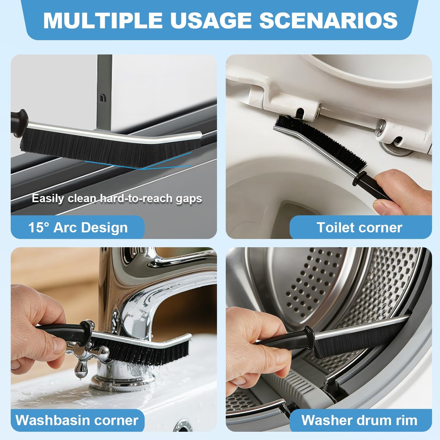 JiedHiur 11Pcs V-Shaped Grout Cleaning Brush Set, with Stiff Bristles Crevice Cleaning Brush and Steel Scraper, Deep Cleaning Supplies for Cleaning