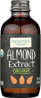 Frontier Co-op Organic Almond Extract, 4 Ounce Glass Jar, Warm Sugar-free Vegan Flavor for Desserts, Coffee and Smoothies