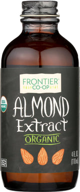 Frontier Co-op Organic Almond Extract, 4 Ounce Glass Jar, Warm Sugar-free Vegan Flavor for Desserts, Coffee and Smoothies