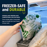 Lunchskins Ziptop Home Compostable & Resealable Freezer-Safe Food Storage Bags, Gallon Size, 60 Bags - Eco-Friendly, Made Without PFAS and BPAS